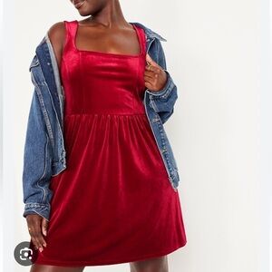 Old navy red velvet tank dress xl